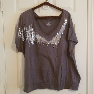 Lane Bryant Gray Sequin T-shirt 26/28